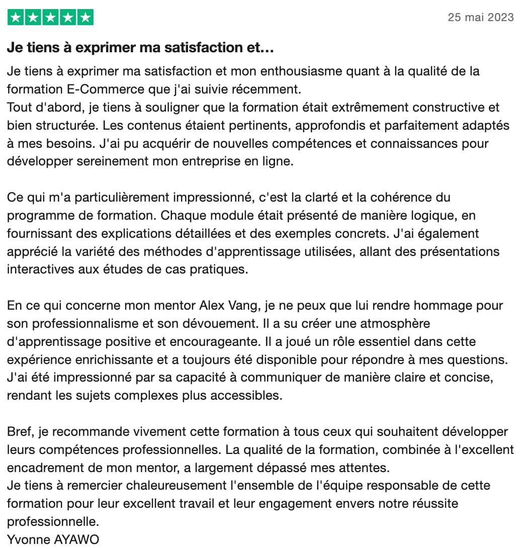 Avis Livementor formation e-commerce