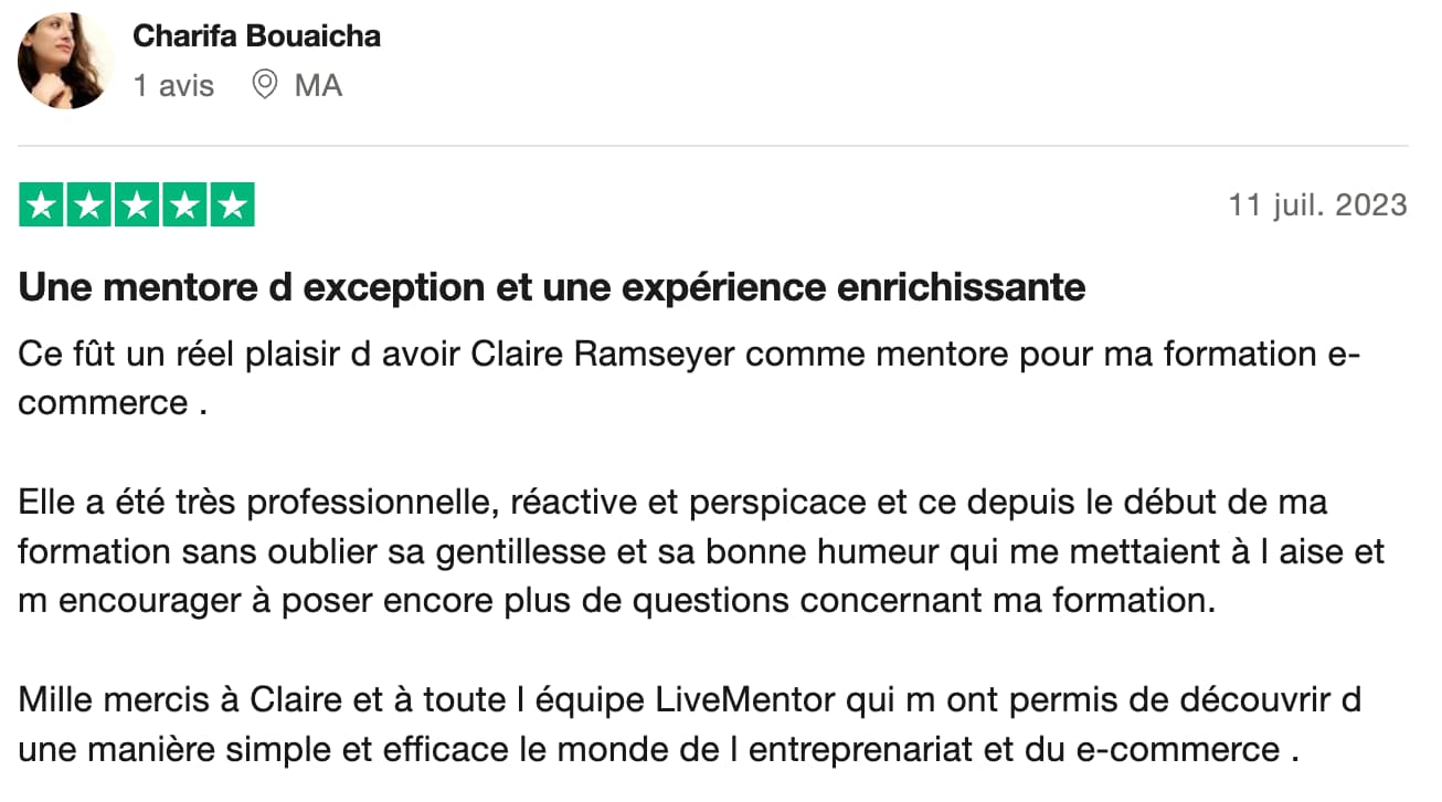 avis livementor formation e-commerce